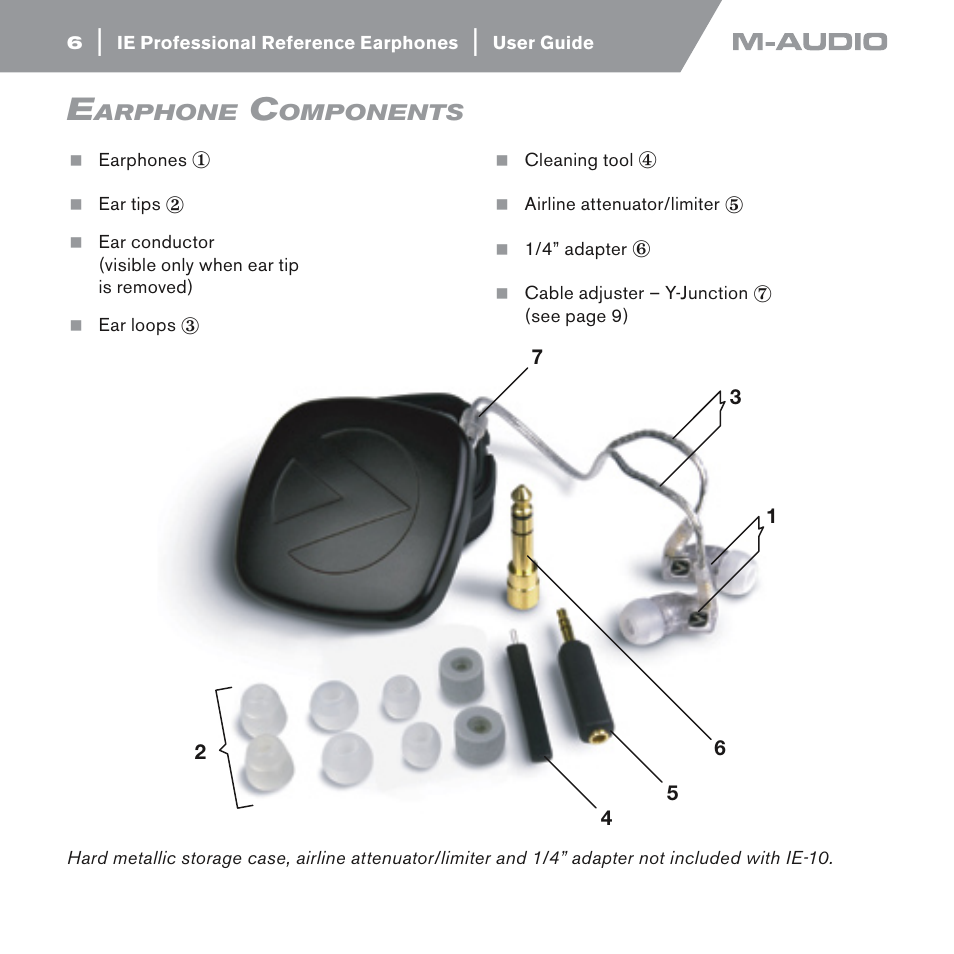 Earphone components | M-AUDIO IE-10 User Manual | Page 6 / 16