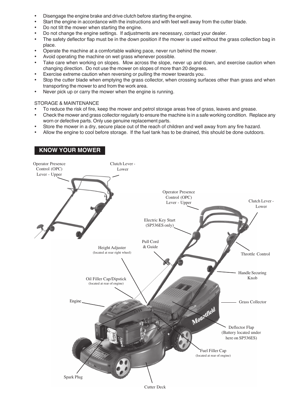 Know your mower | Mountfield SP536ES User Manual | Page 3 / 8