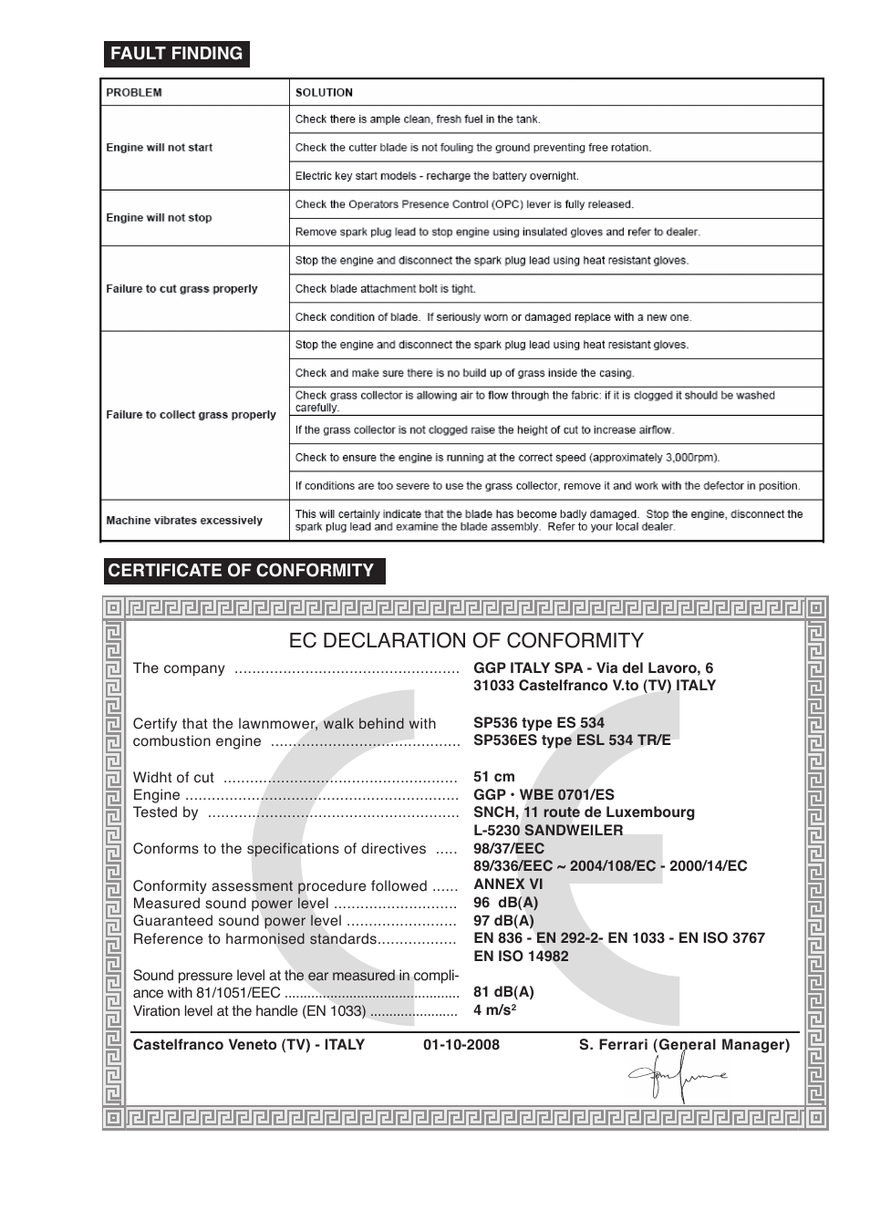 Ec declaration of conformity | Mountfield SP536ES User Manual | Page 7 / 8