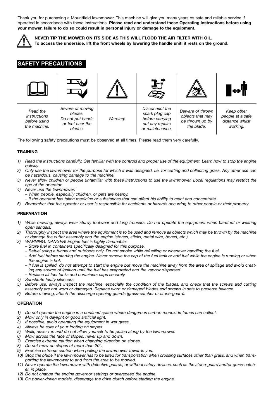 Safety precautions | Mountfield HP470 User Manual | Page 2 / 8