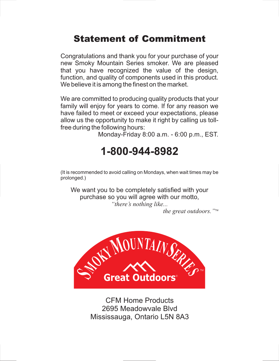 Statement of commitment | Master Cookware 3405GT User Manual | Page 2 / 28