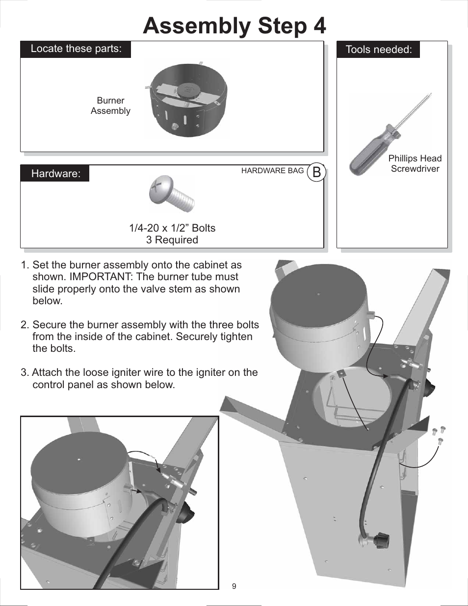 Assembly step 4 | Master Cookware 3405GT User Manual | Page 9 / 28