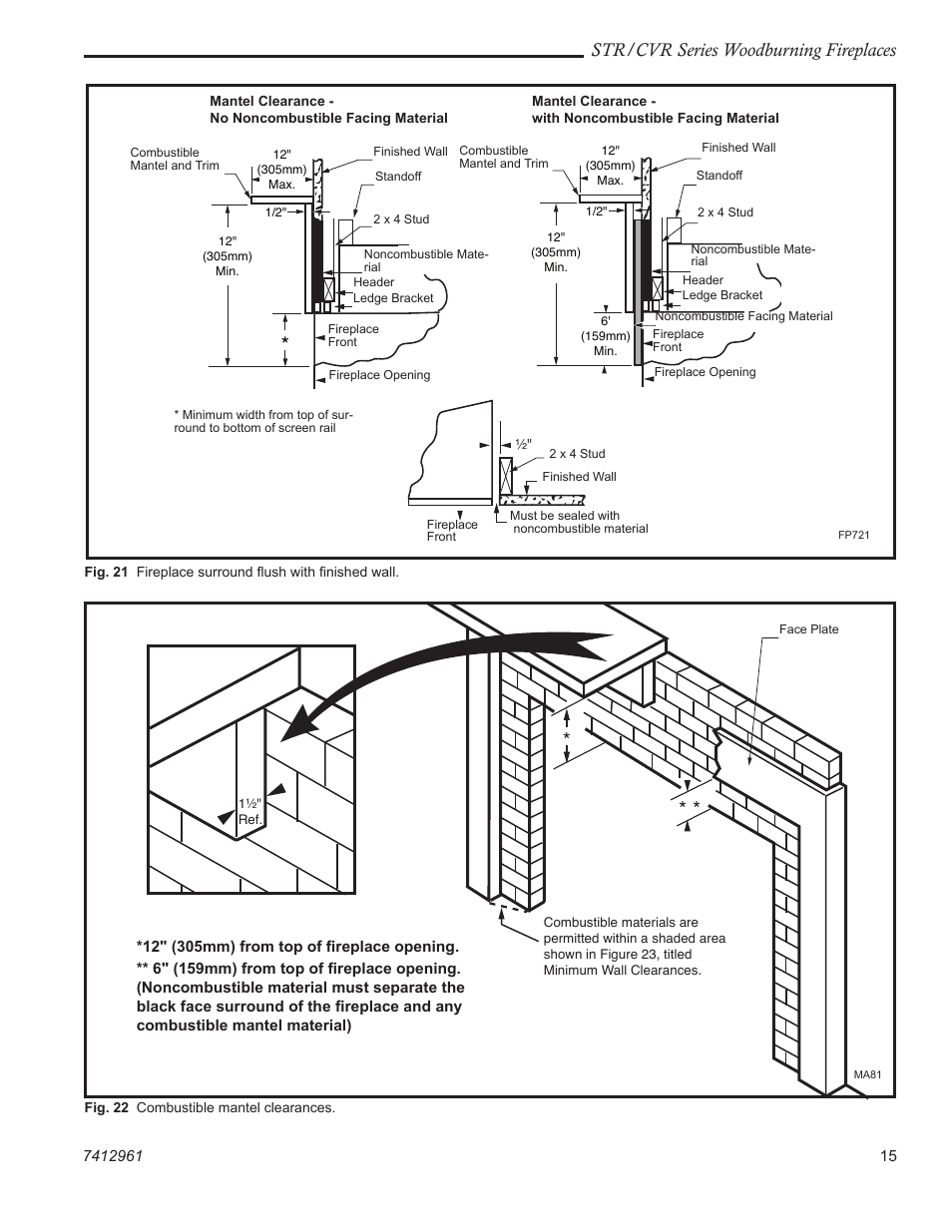 Str/cvr series woodburning fireplaces | Majestic CVR42 User Manual | Page 15 / 28