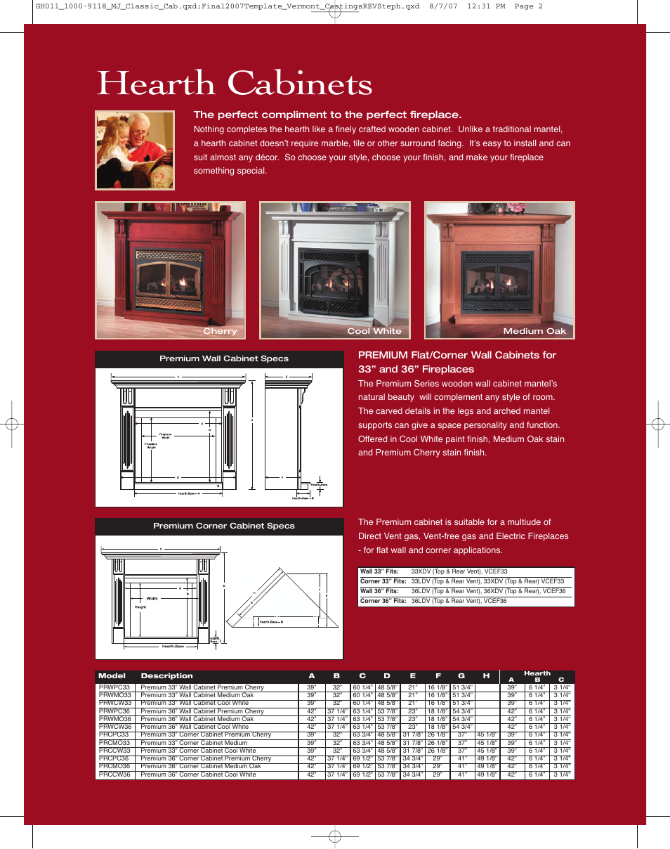 Hearth cabinets, The perfect compliment to the perfect fireplace | Majestic Cabinets Classic Series User Manual | Page 2 / 4