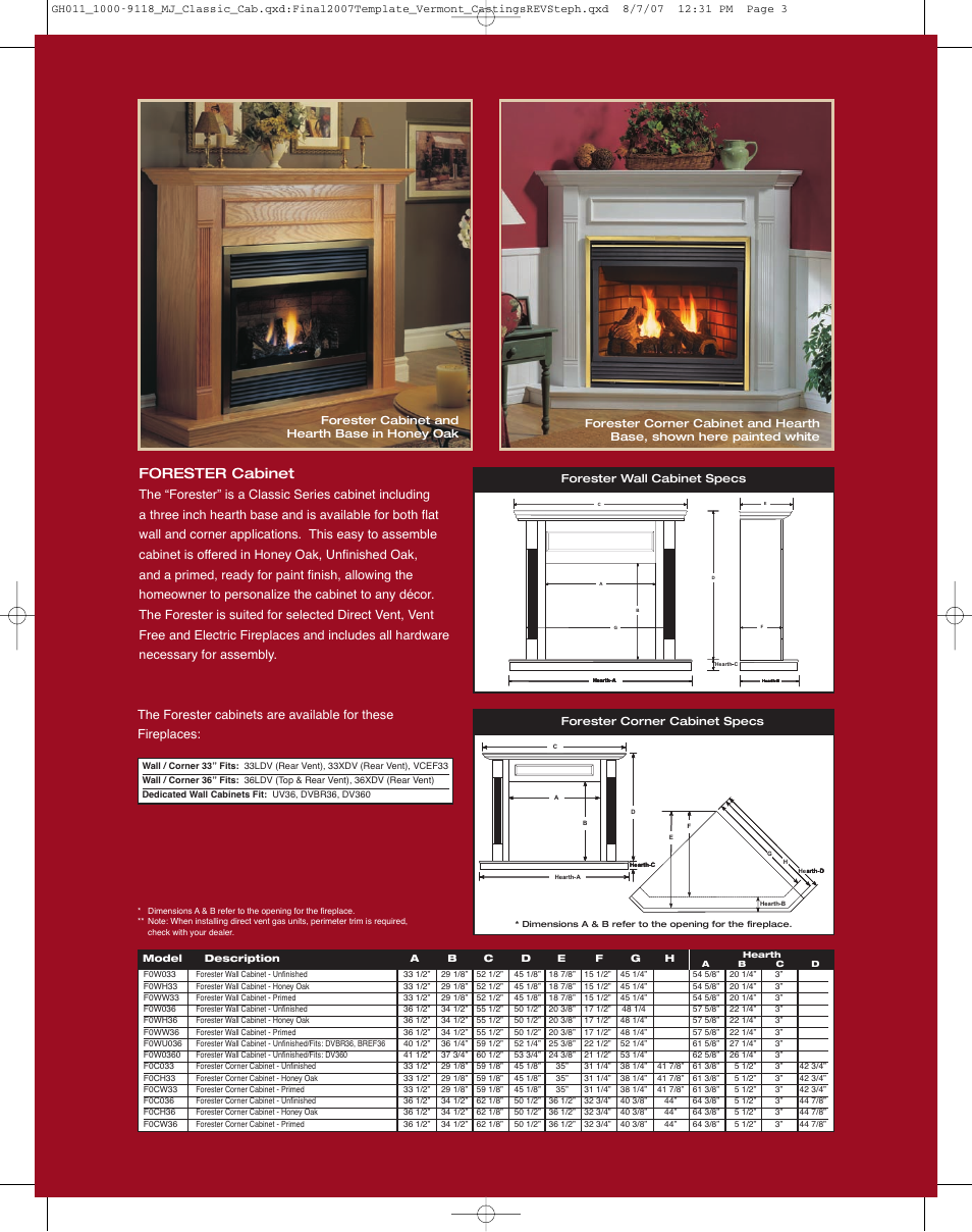 Forester cabinet, Forester wall cabinet specs, Forester corner cabinet specs | Majestic Cabinets Classic Series User Manual | Page 3 / 4