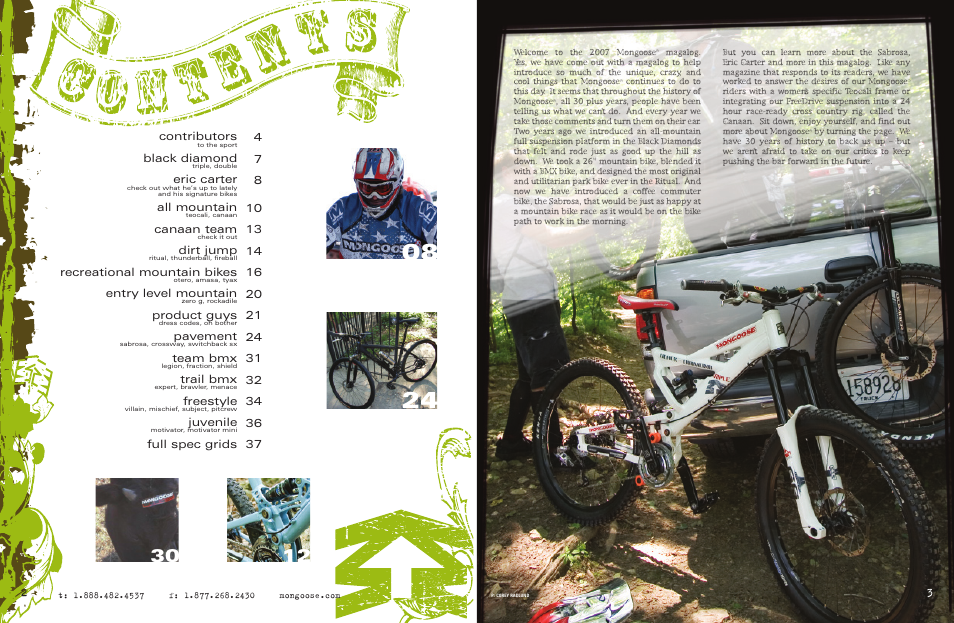 Contributors, Black diamond, Eric carter | All mountain, Canaan team, Dirt jump, Recreational mountain bikes, Entry level mountain, Product guys, Pavement | Mongoose Teocali Super User Manual | Page 2 / 21