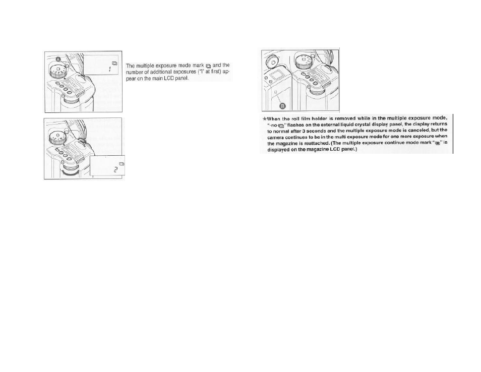 Multiple exposure mode, Canceling the multiple exposure mode | Mamiya 645 AF User Manual | Page 27 / 44
