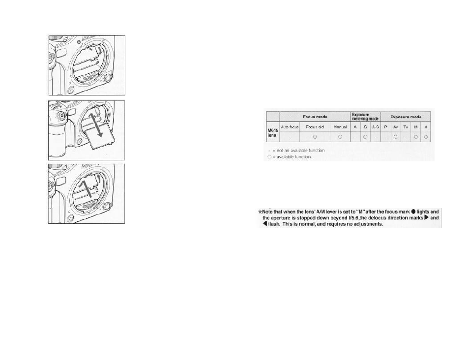 Changing the focusing screen, Using the m645 manual focus lenses | Mamiya 645 AF User Manual | Page 35 / 44