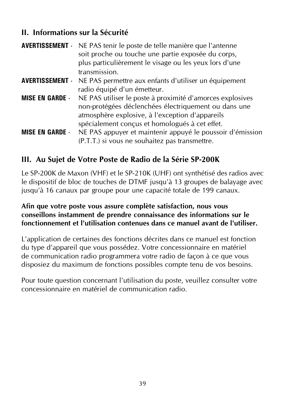 Maxon Telecom SP-200K Series User Manual | Page 45 / 64