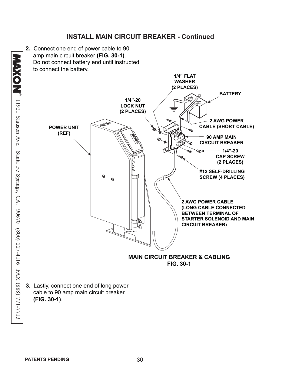 Install main circuit breaker - continued | Maxon Telecom WL7-VERS. C User Manual | Page 30 / 61