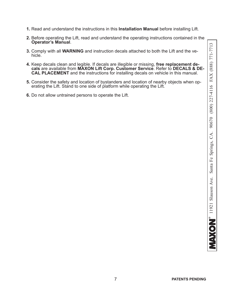 Maxon Telecom WL7-VERS. C User Manual | Page 7 / 61