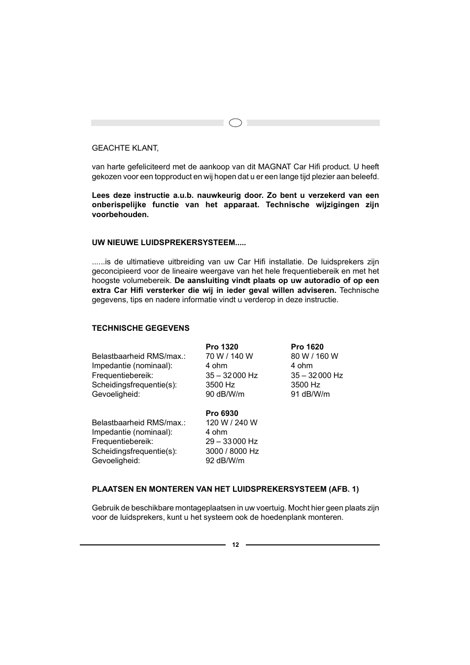 Magnat Audio PRO 1620 User Manual | Page 12 / 37