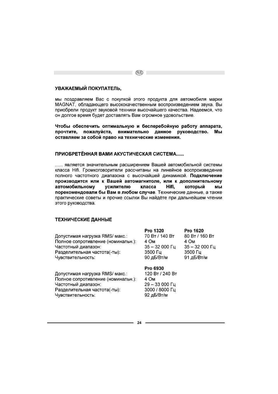 Magnat Audio PRO 1620 User Manual | Page 24 / 37
