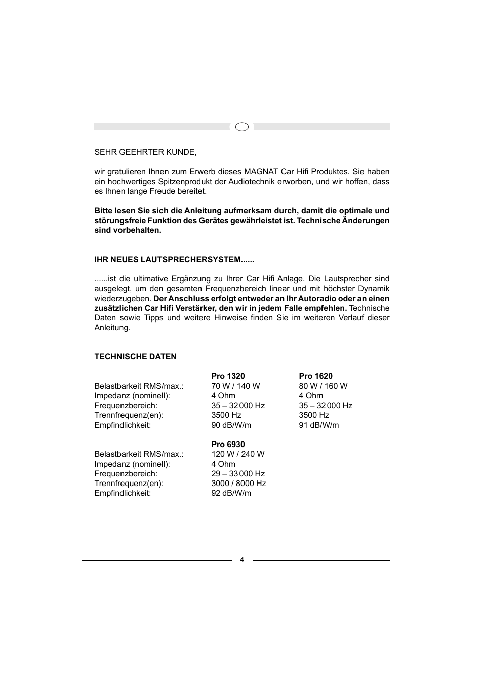 Magnat Audio PRO 1620 User Manual | Page 4 / 37