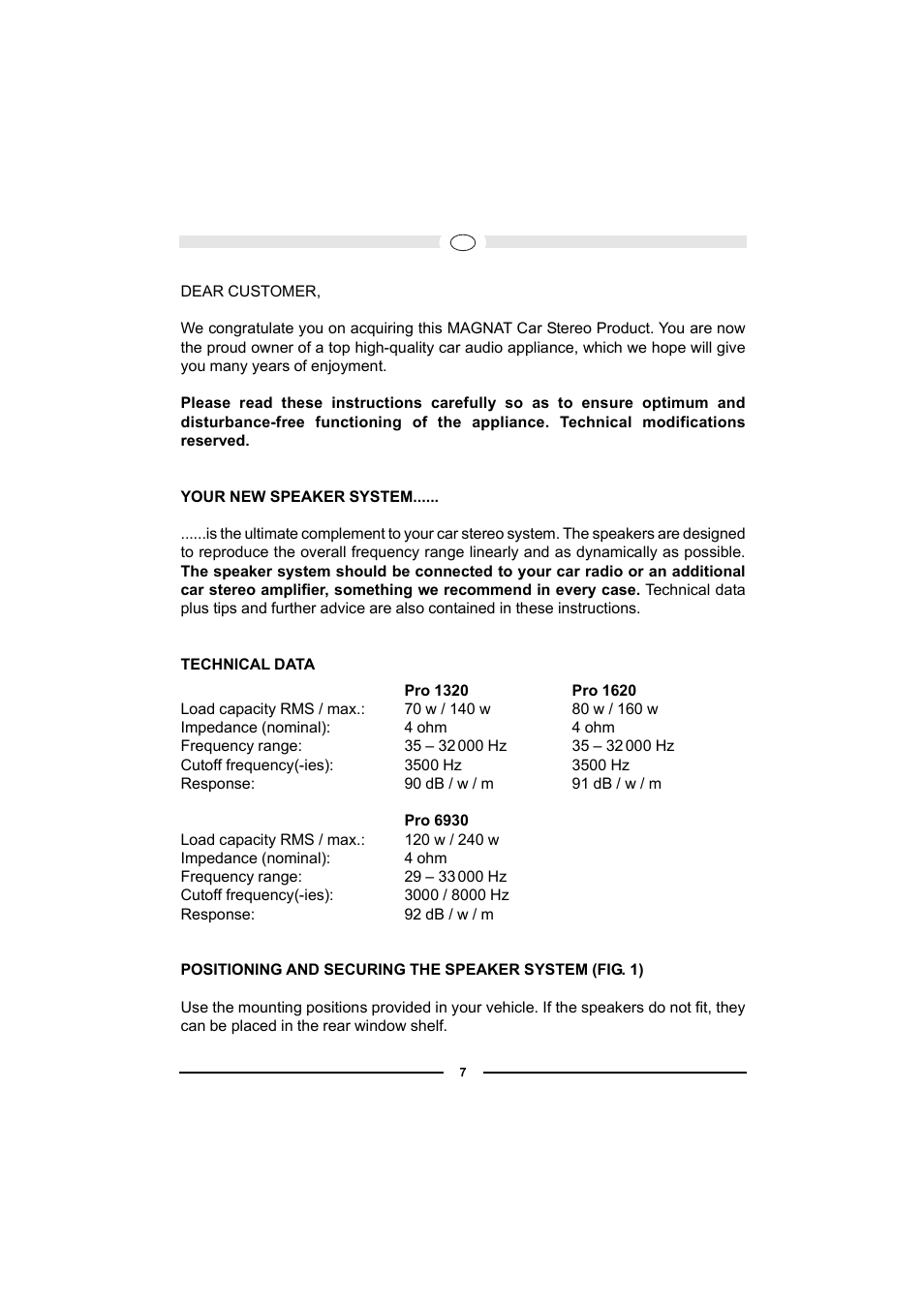 Magnat Audio PRO 1620 User Manual | Page 7 / 37