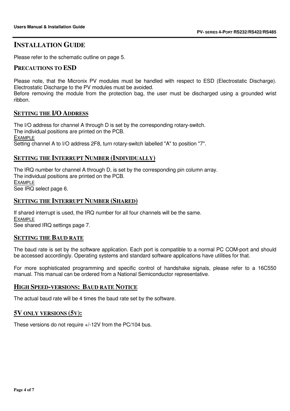 Micro Technic Micronix RS485 User Manual | Page 4 / 7