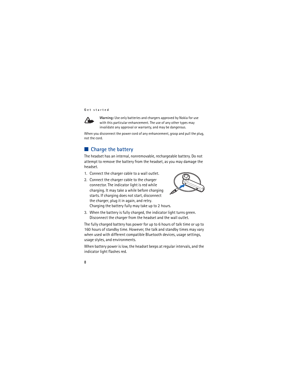 Charge the battery | Mobile Authority Headset BH-701 User Manual | Page 8 / 16