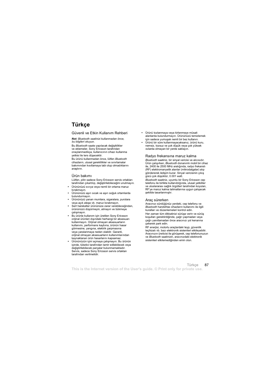 Türkçe | Mobile Authority MBW-100 User Manual | Page 88 / 98