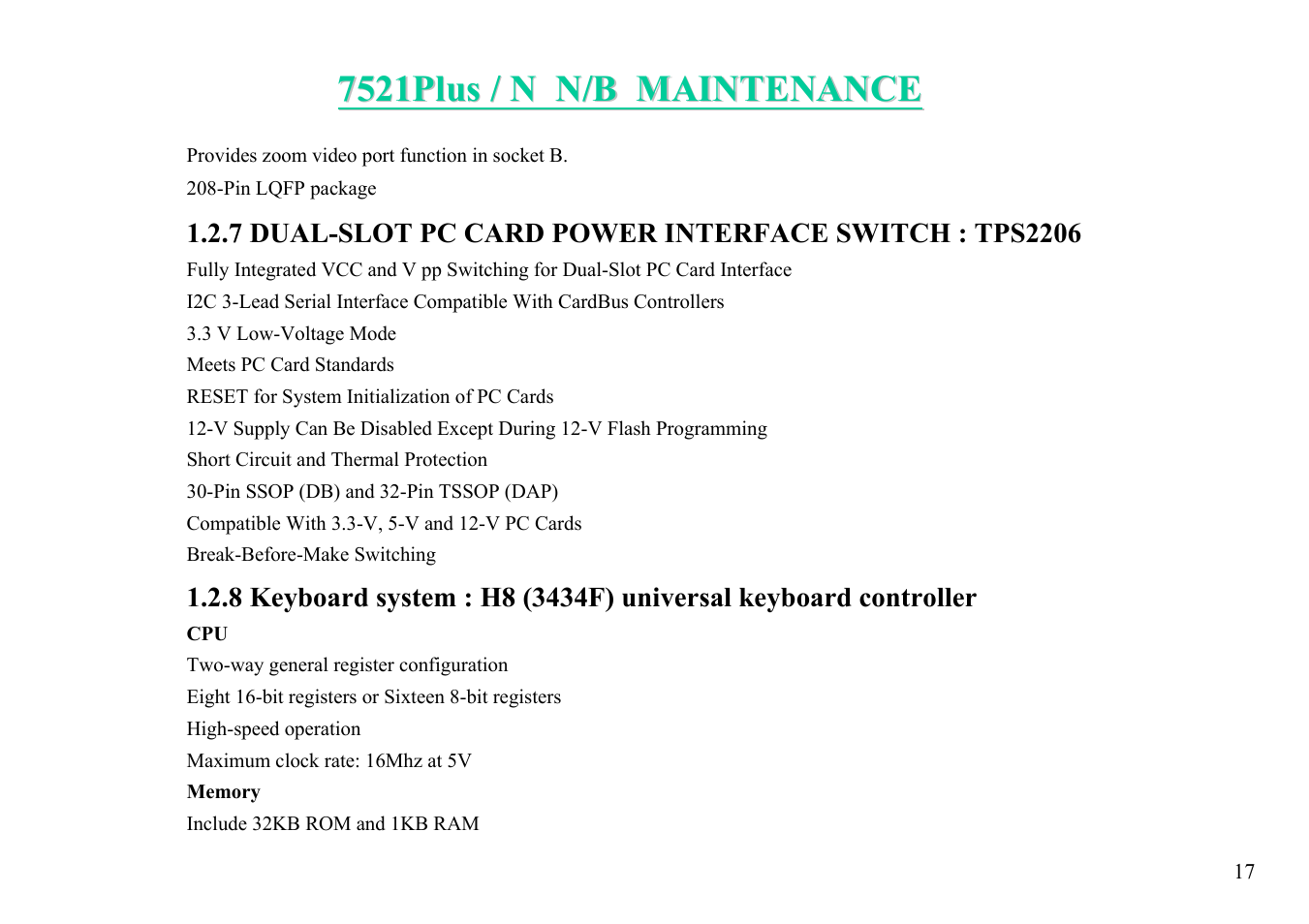 MiTAC 7521 PLUS/N User Manual | Page 18 / 180