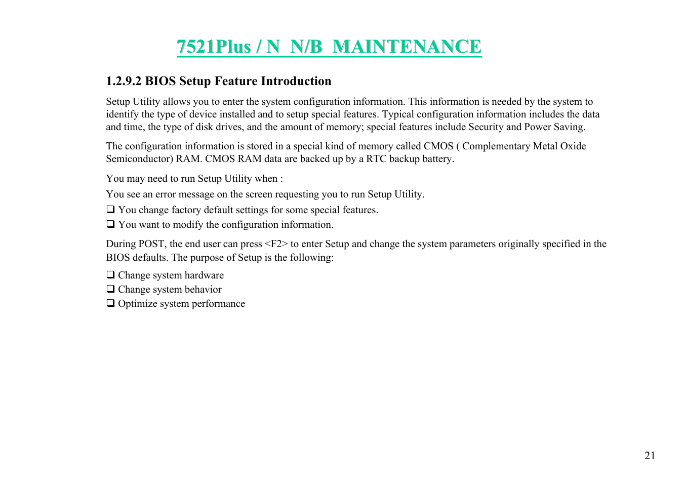 MiTAC 7521 PLUS/N User Manual | Page 22 / 180