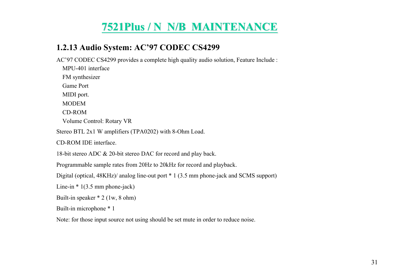 MiTAC 7521 PLUS/N User Manual | Page 32 / 180