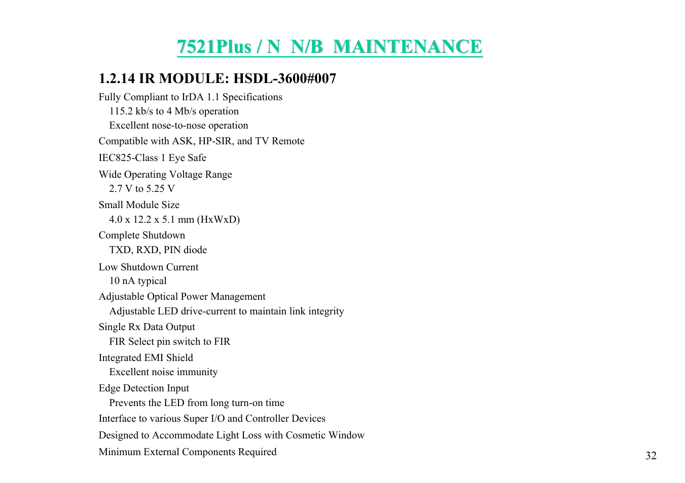 MiTAC 7521 PLUS/N User Manual | Page 33 / 180