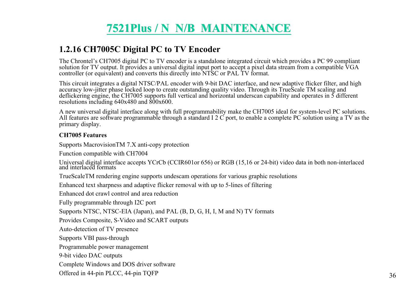 MiTAC 7521 PLUS/N User Manual | Page 37 / 180