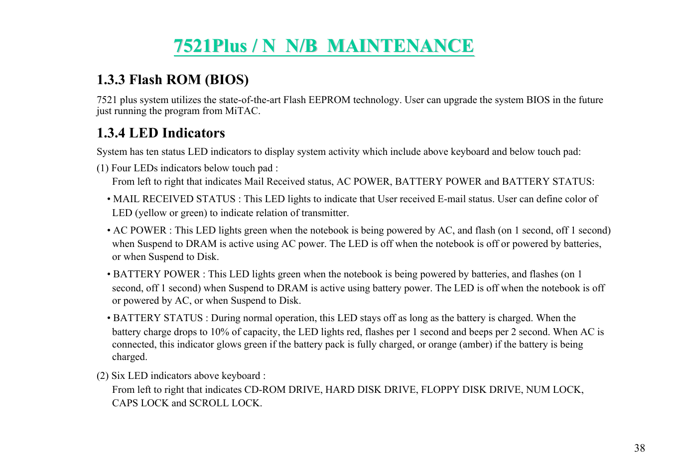 MiTAC 7521 PLUS/N User Manual | Page 39 / 180