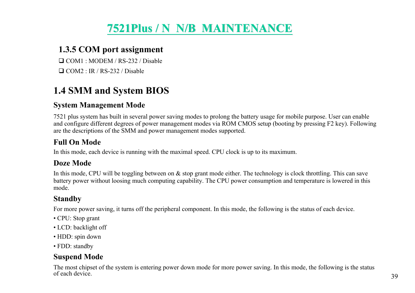 4 smm and system bios | MiTAC 7521 PLUS/N User Manual | Page 40 / 180