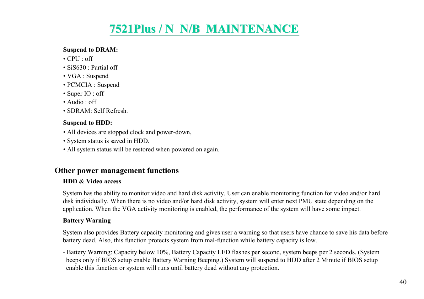 MiTAC 7521 PLUS/N User Manual | Page 41 / 180