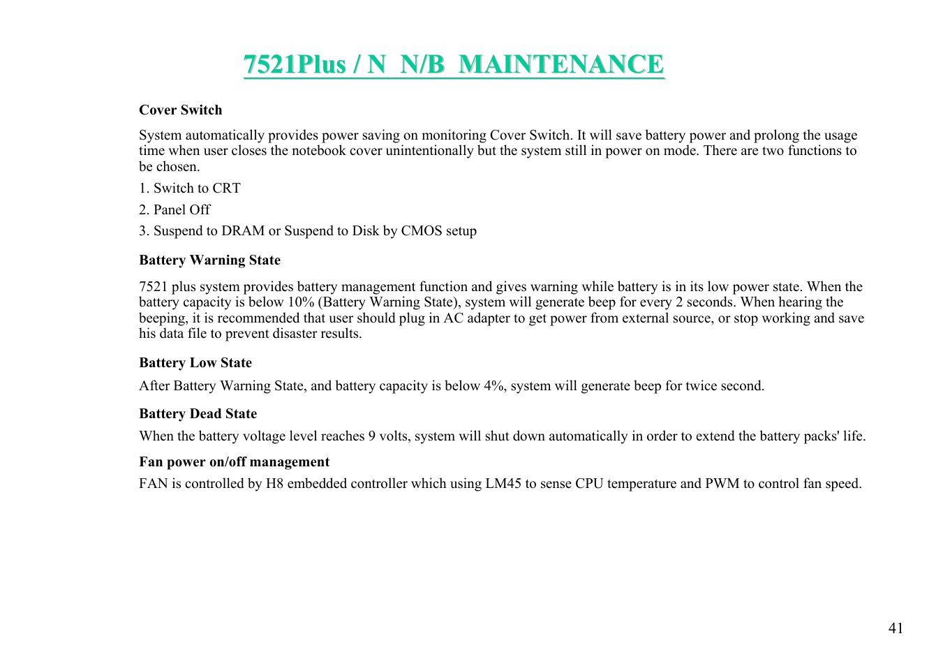 MiTAC 7521 PLUS/N User Manual | Page 42 / 180