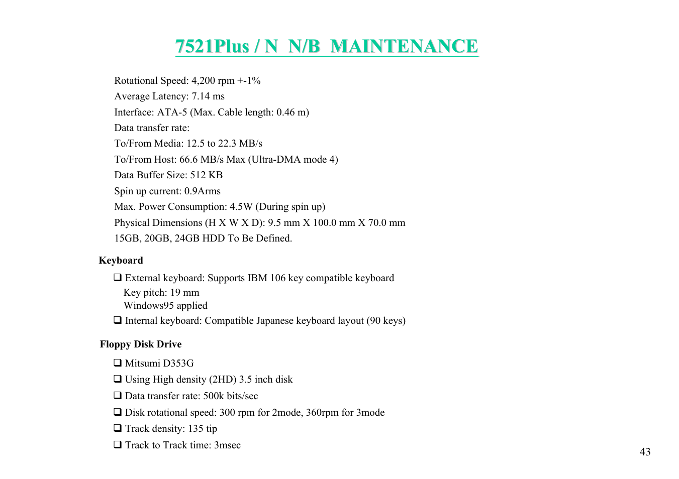 MiTAC 7521 PLUS/N User Manual | Page 44 / 180