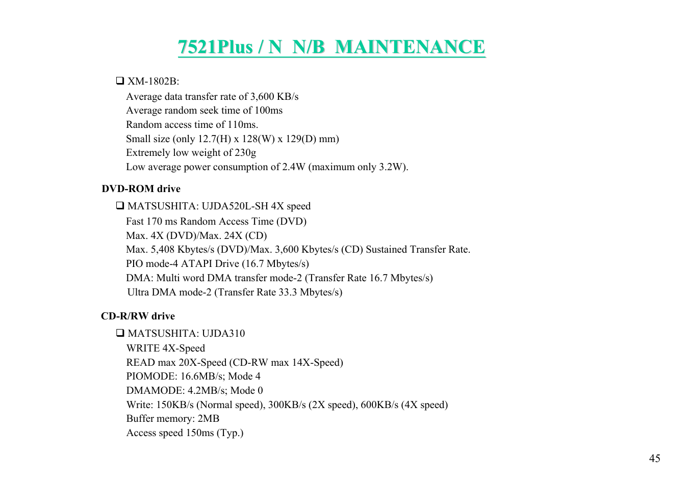 MiTAC 7521 PLUS/N User Manual | Page 46 / 180