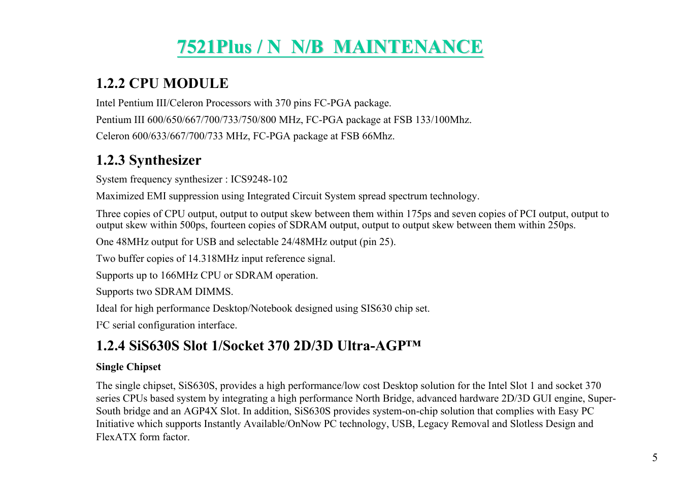 MiTAC 7521 PLUS/N User Manual | Page 6 / 180
