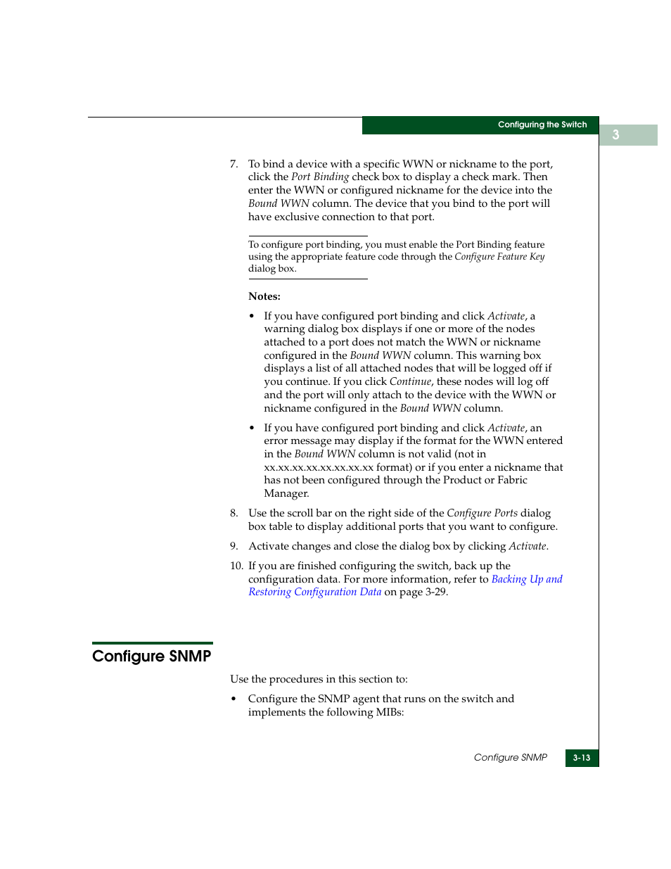 Configure snmp, Configure snmp -13 | McDATA Sphereon 4500 User Manual | Page 109 / 216