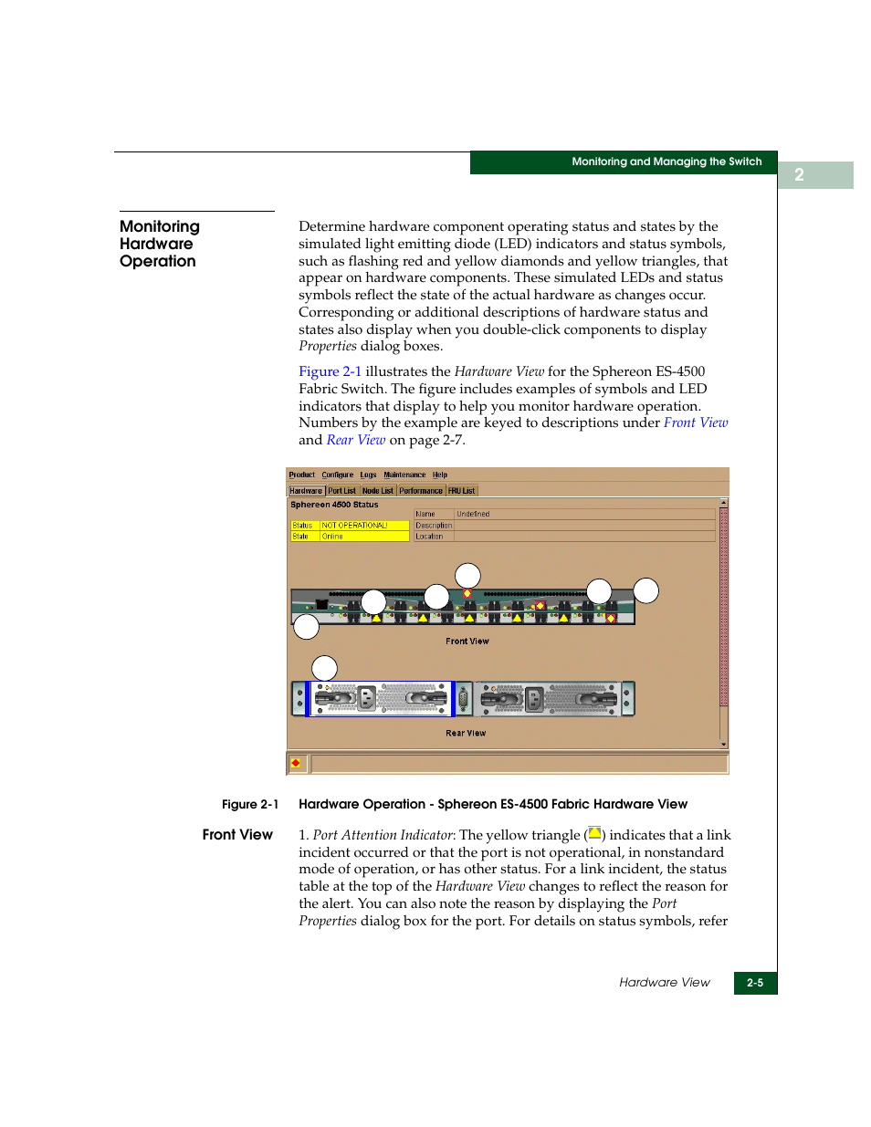 Monitoring hardware operation, Monitoring hardware operation -5 | McDATA Sphereon 4500 User Manual | Page 61 / 216