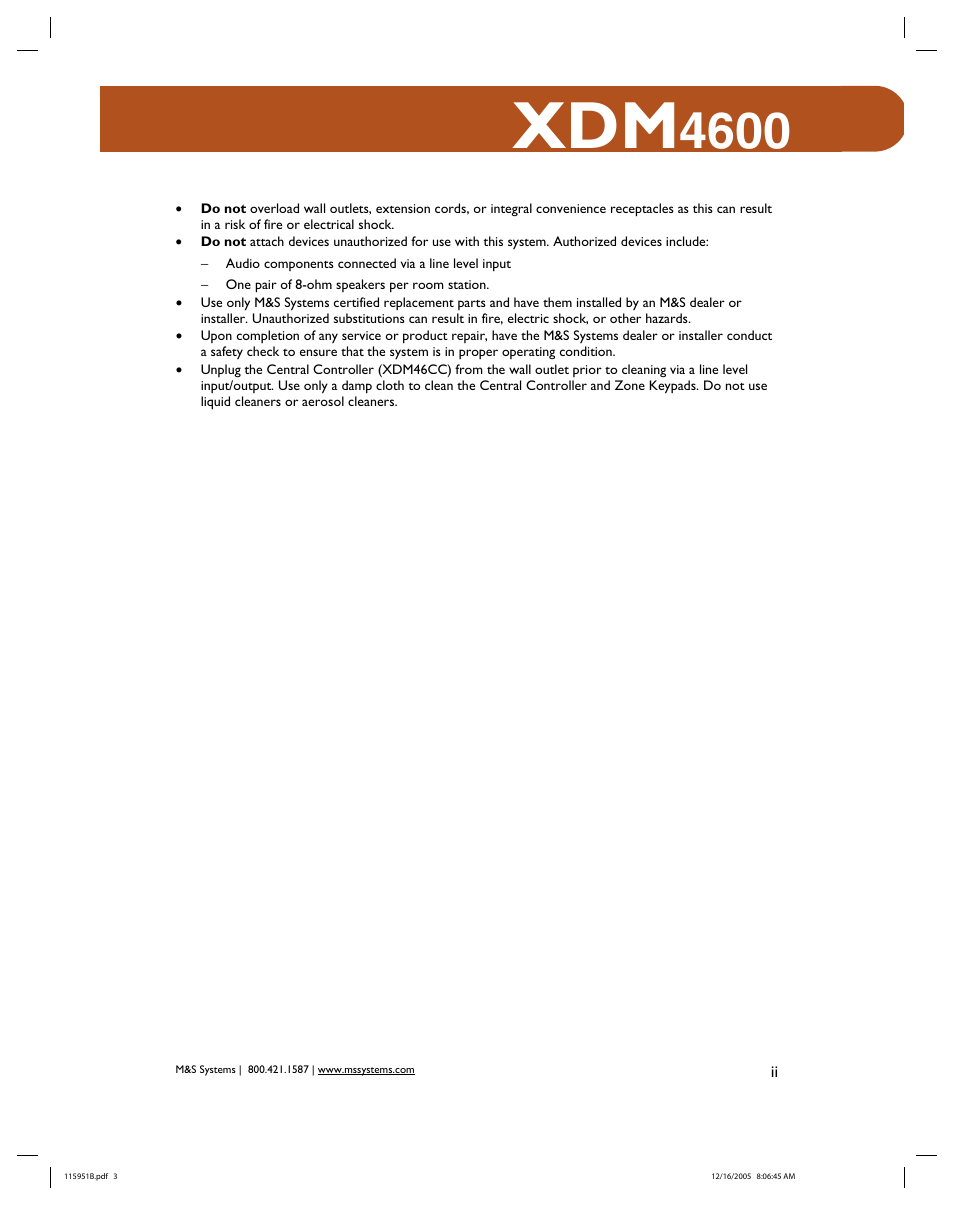 M&S Systems XDM4600 User Manual | Page 3 / 30