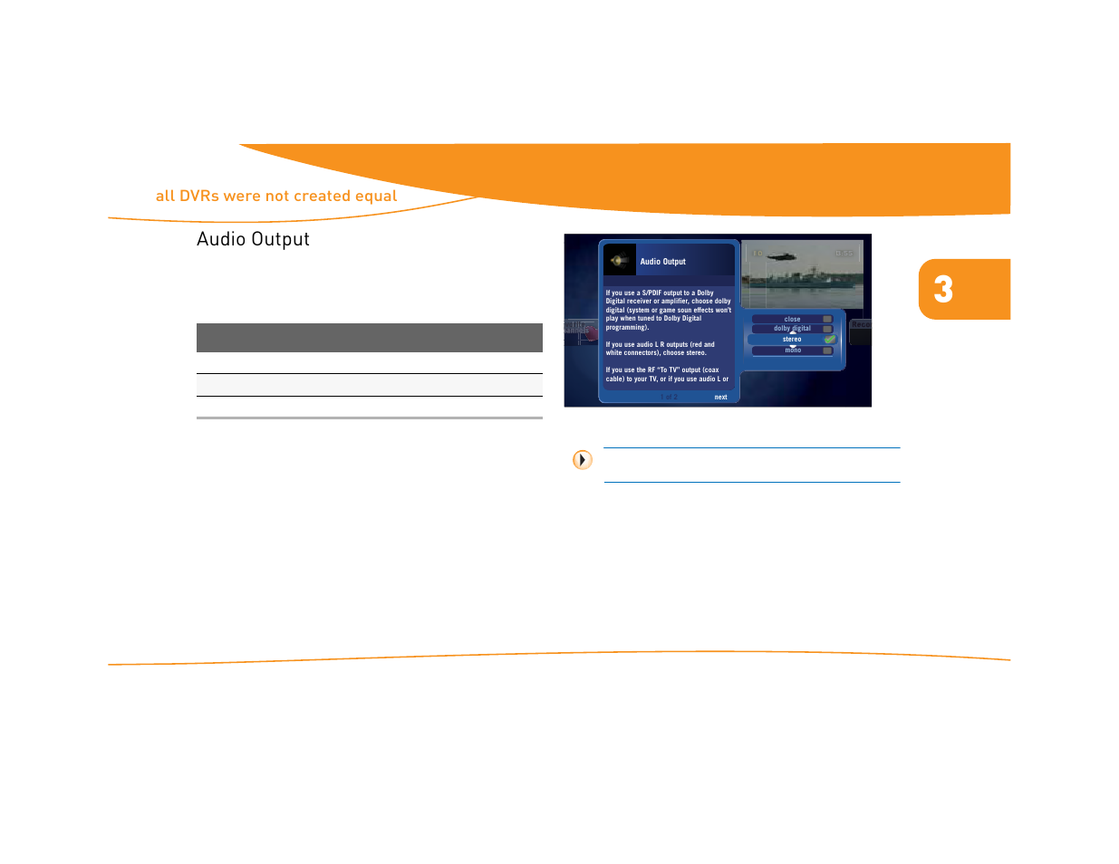 Audio output, Figure 31: changing the audio output, Audio connections and selections | All dvrs were not created equal changing settings | Moxi Version 4.1 User Manual | Page 40 / 109