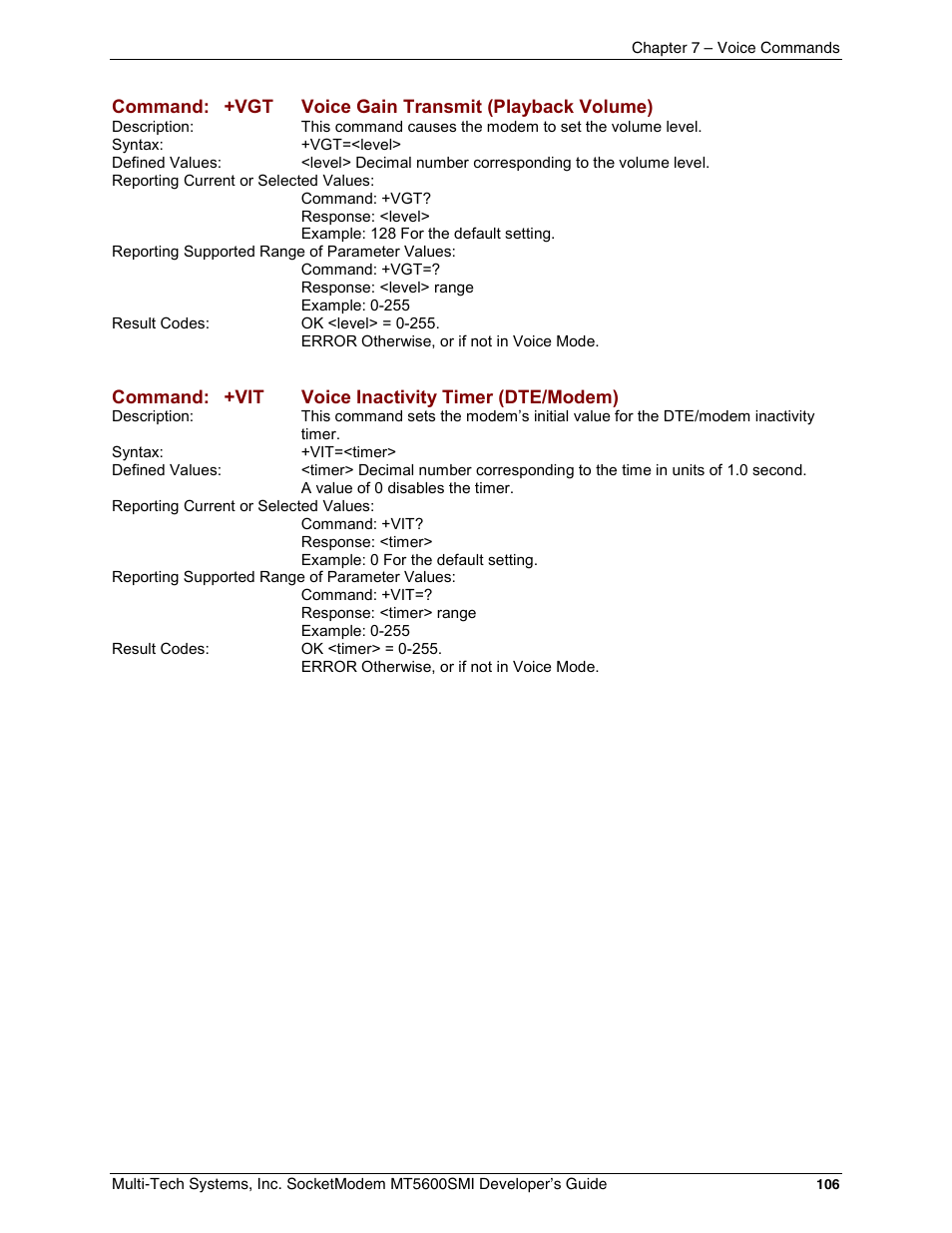Multi-Tech Systems MT5600SMI-34 User Manual | Page 106 / 134