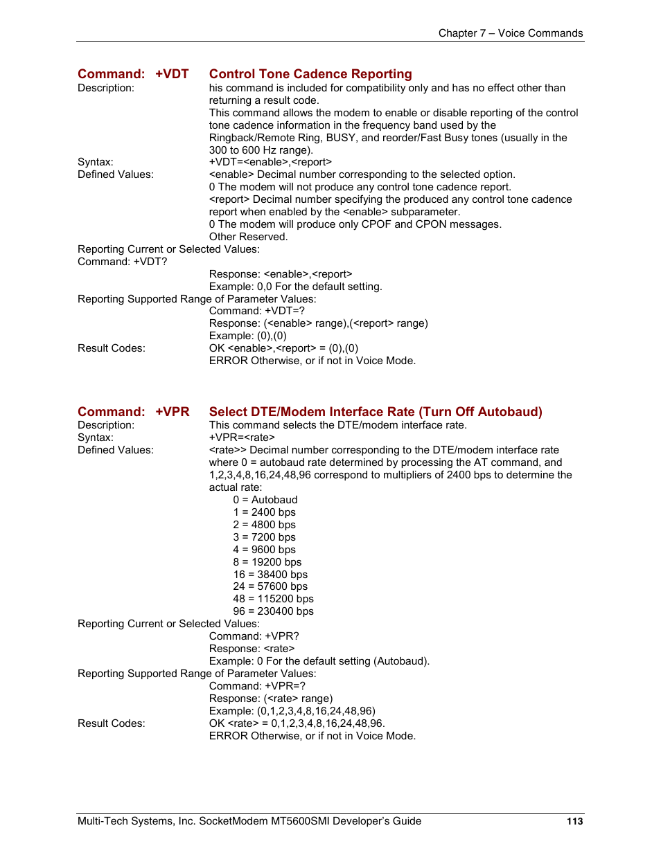 Multi-Tech Systems MT5600SMI-34 User Manual | Page 113 / 134