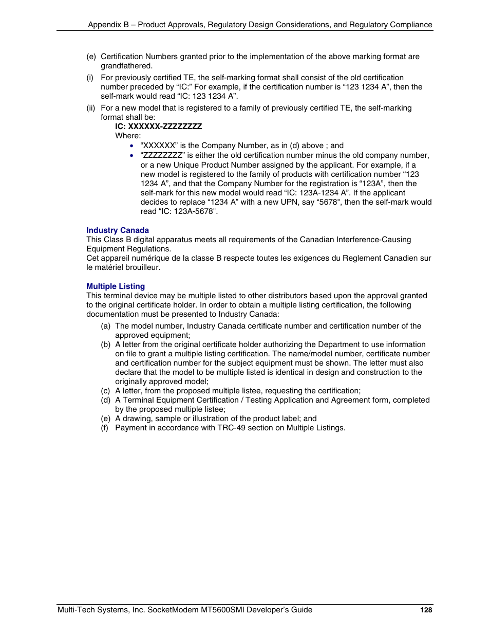 Multi-Tech Systems MT5600SMI-34 User Manual | Page 128 / 134