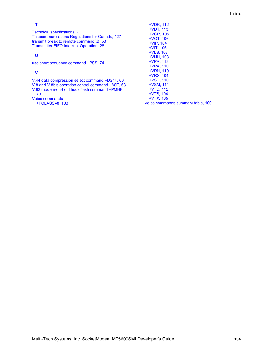 Multi-Tech Systems MT5600SMI-34 User Manual | Page 134 / 134