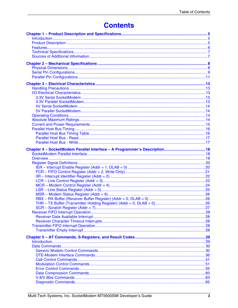 Multi-Tech Systems MT5600SMI-34 User Manual | Page 3 / 134