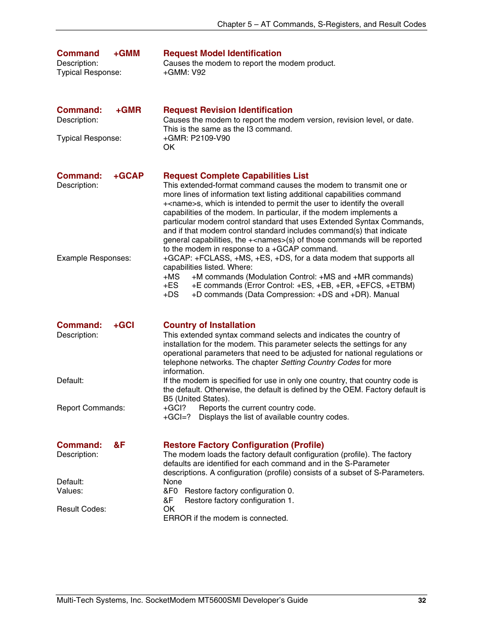 Multi-Tech Systems MT5600SMI-34 User Manual | Page 32 / 134