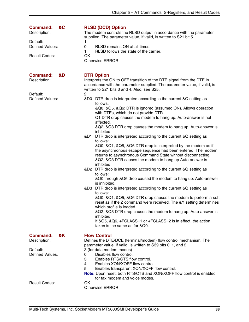 Multi-Tech Systems MT5600SMI-34 User Manual | Page 38 / 134
