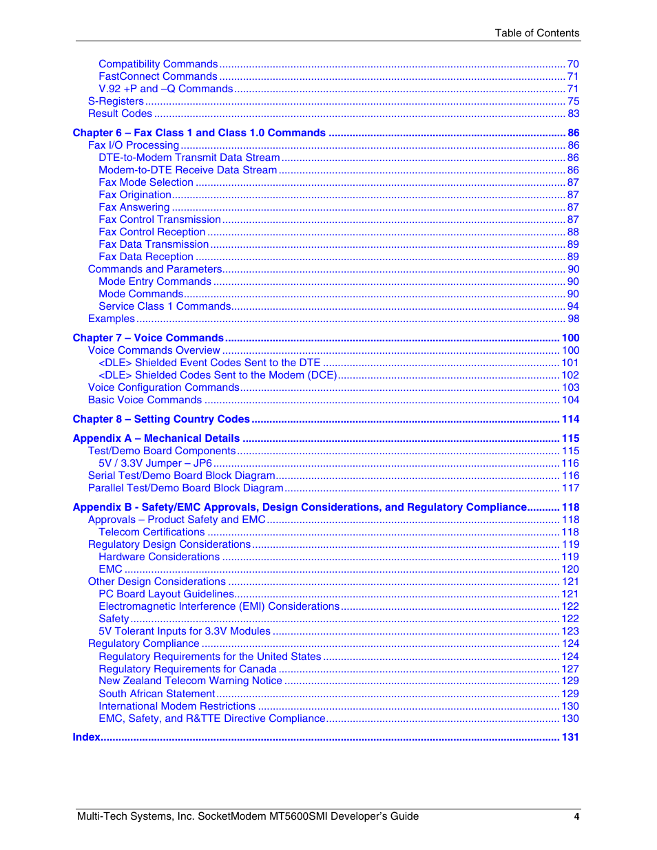 Multi-Tech Systems MT5600SMI-34 User Manual | Page 4 / 134