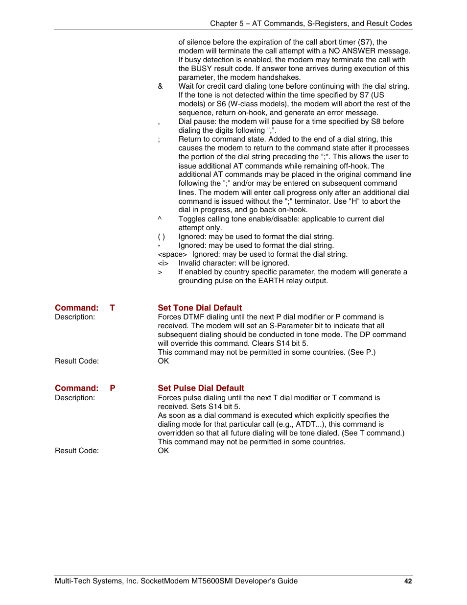 Multi-Tech Systems MT5600SMI-34 User Manual | Page 42 / 134