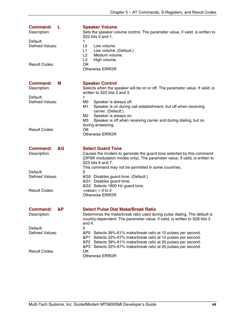 Multi-Tech Systems MT5600SMI-34 User Manual | Page 44 / 134