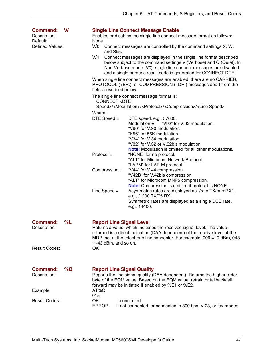 Multi-Tech Systems MT5600SMI-34 User Manual | Page 47 / 134