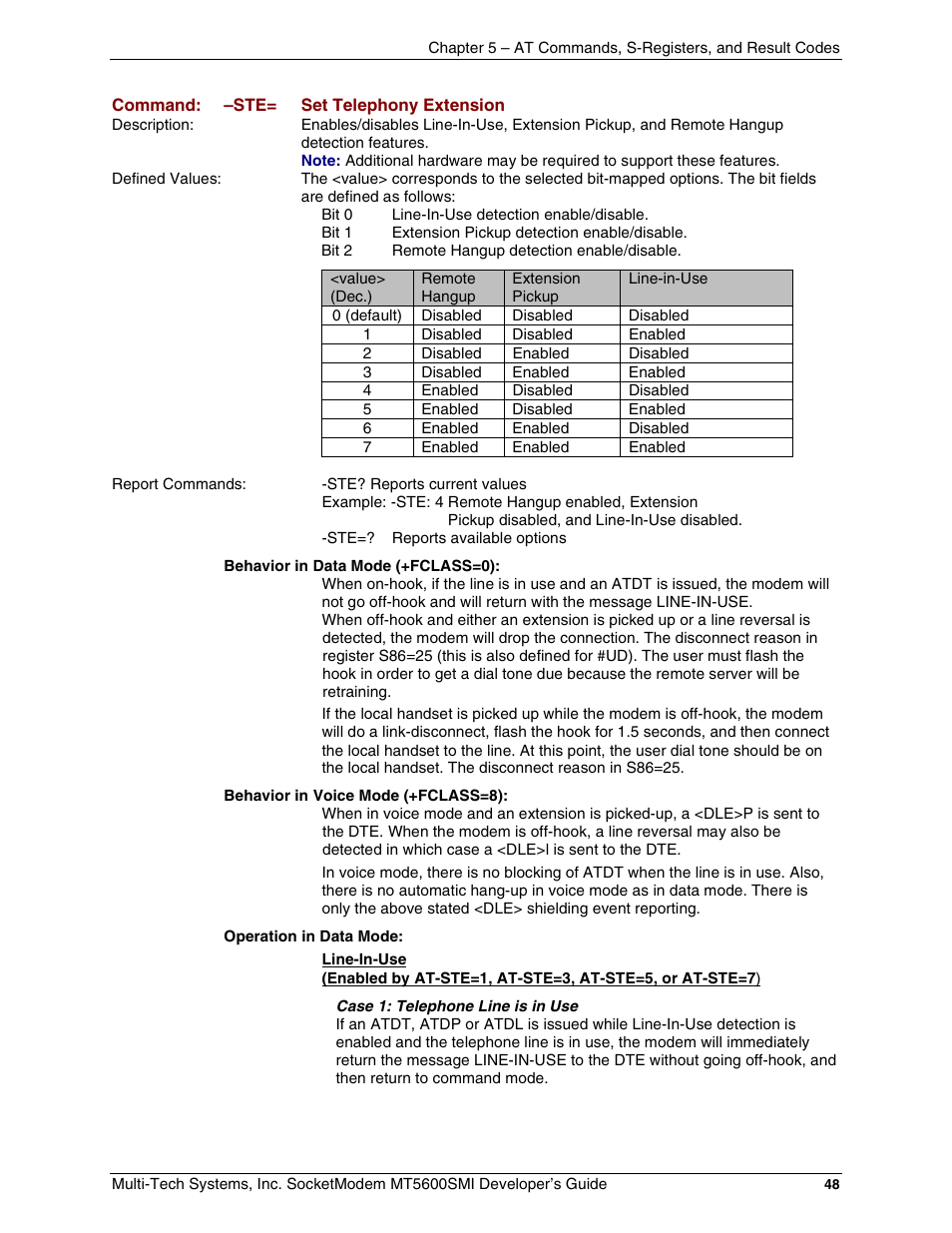 Multi-Tech Systems MT5600SMI-34 User Manual | Page 48 / 134